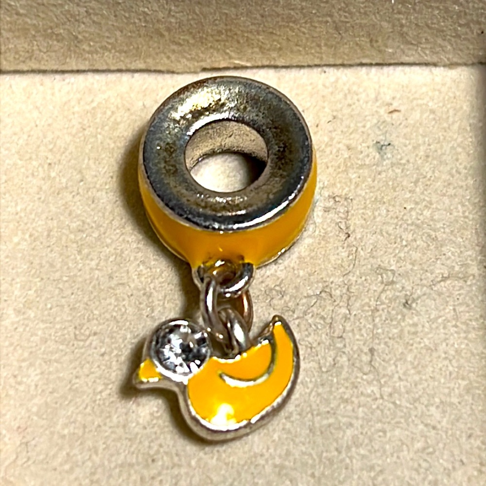 Brighton baby yellow rubber ducky enamel silver charm bracelet necklace dangle